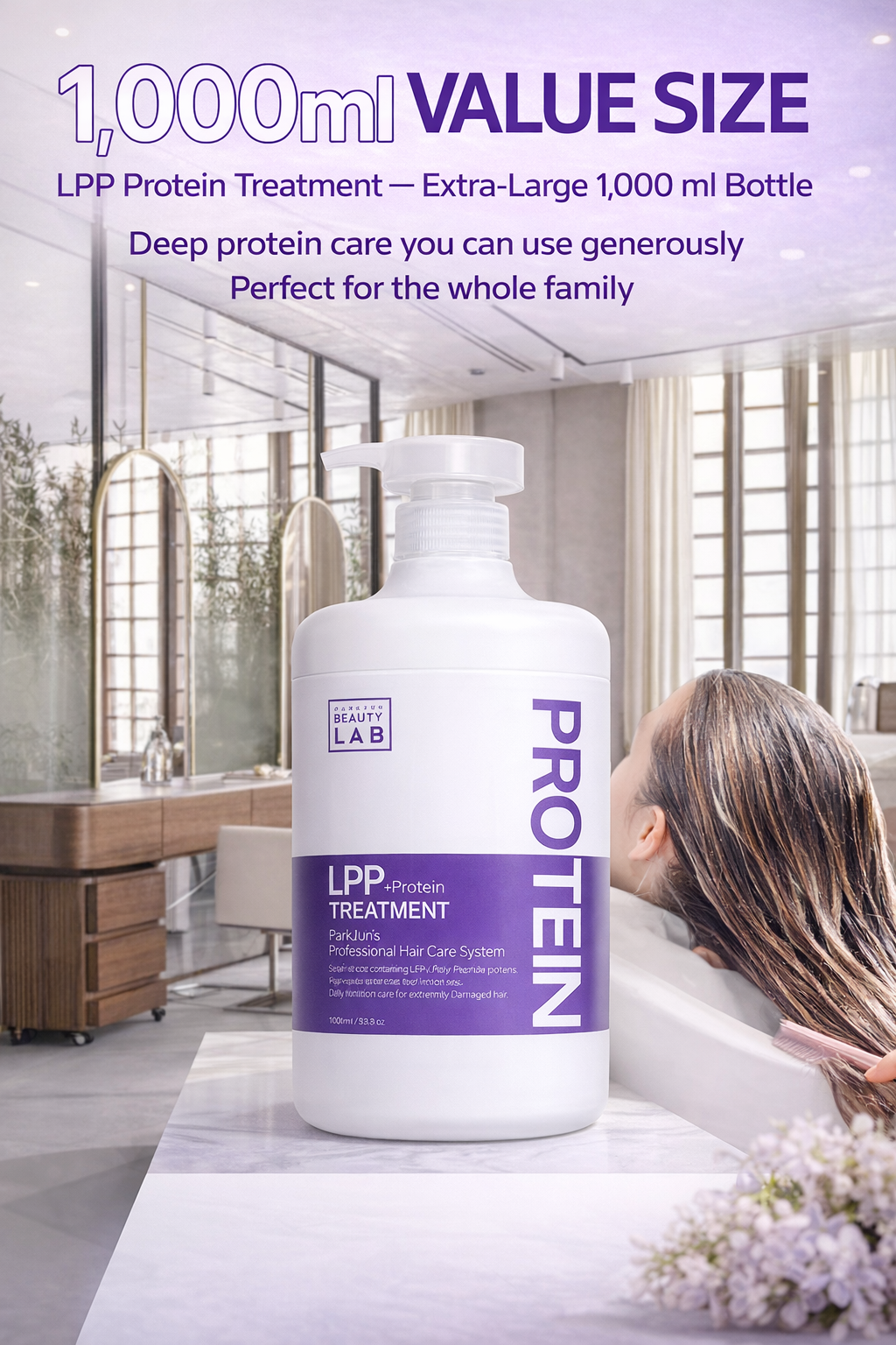 Park Jun Beautylab Protein LPP Treatment White Musk, Salon Repair Care 1000ml Family Jumbo Size