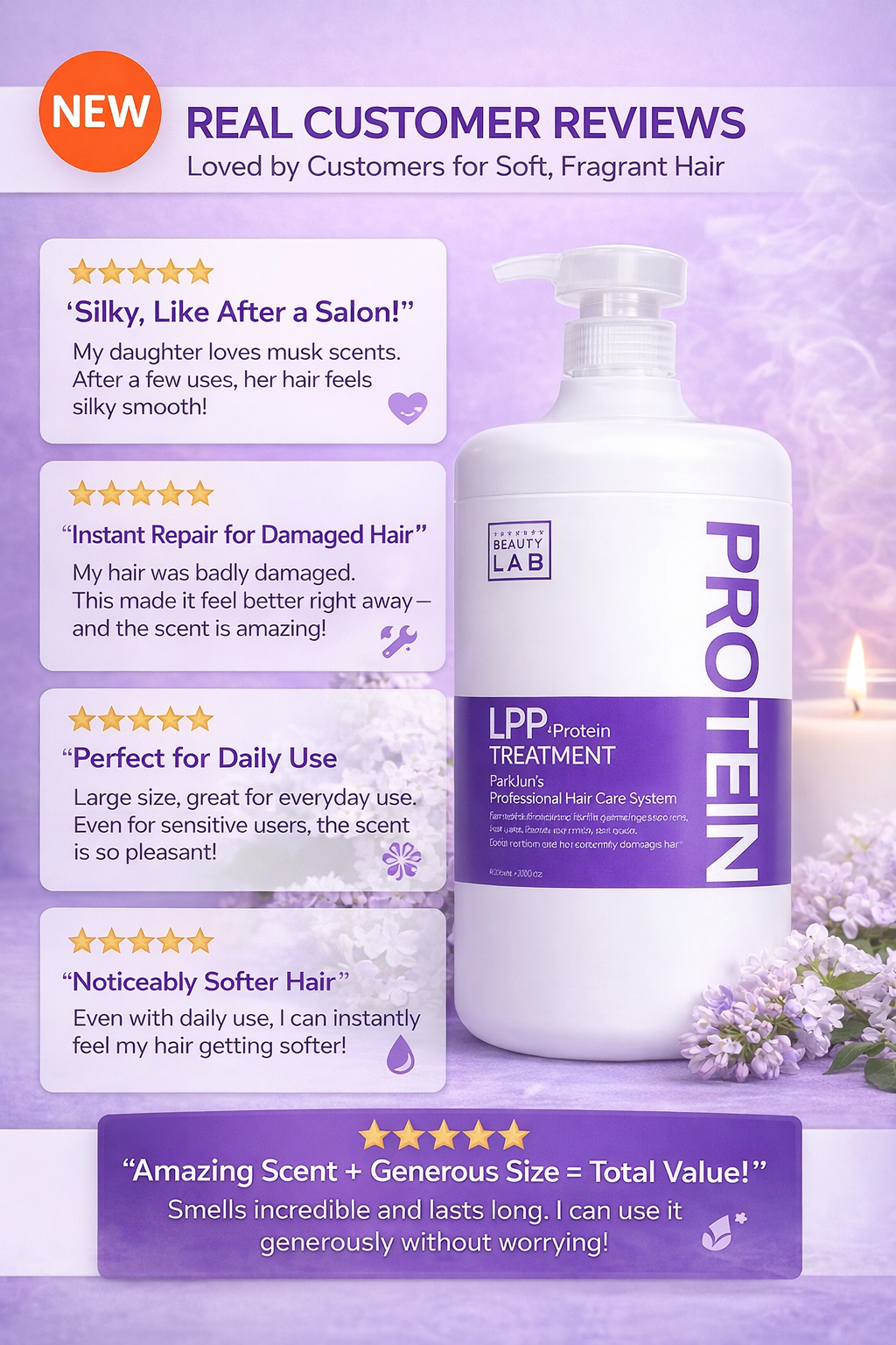 Park Jun Beautylab Protein LPP Treatment White Musk, Salon Repair Care 1000ml Family Jumbo Size